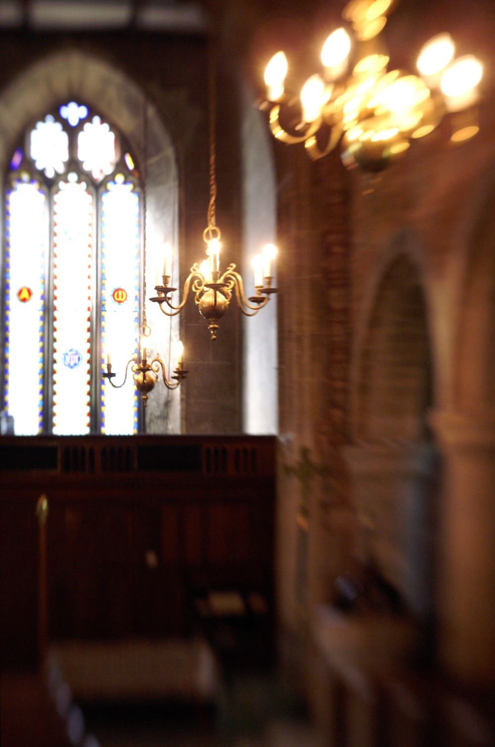 Selective-focus-St-Michael's-2JPG Image shows lighting within the interior of a church in soft focus