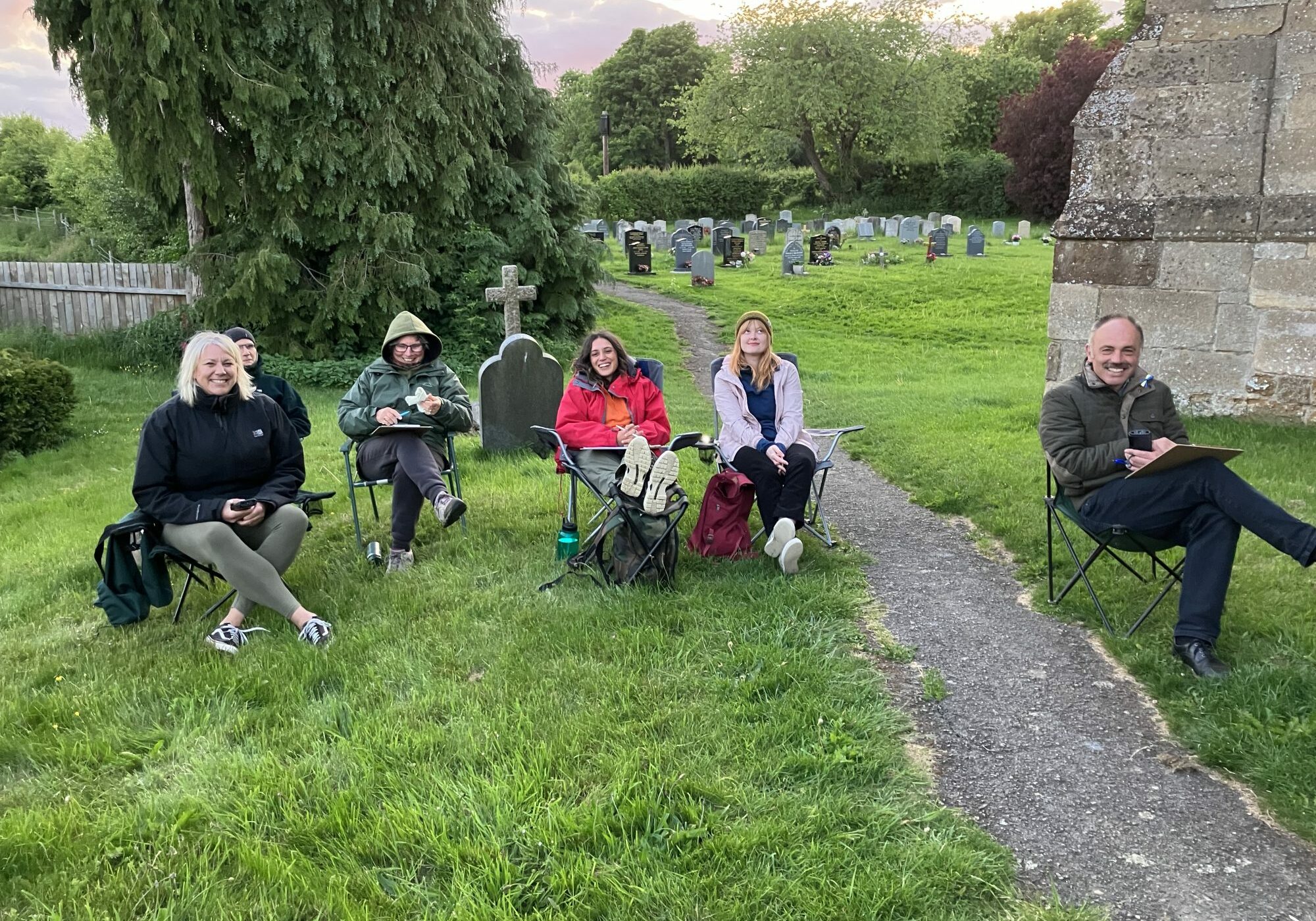 Happy waiting for bats to emerge